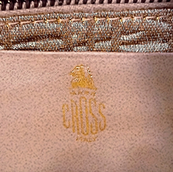 Mark Cross Vintage Gold Envelope Clutch – Leather & Fabric Evening Bag” - Picture 4 of 5